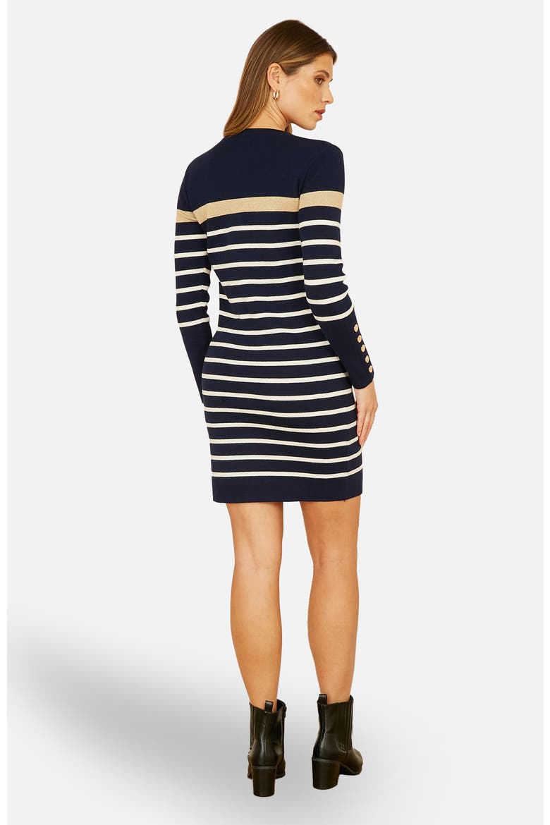 Striped Knitted Dress, Alternate, color, Navy