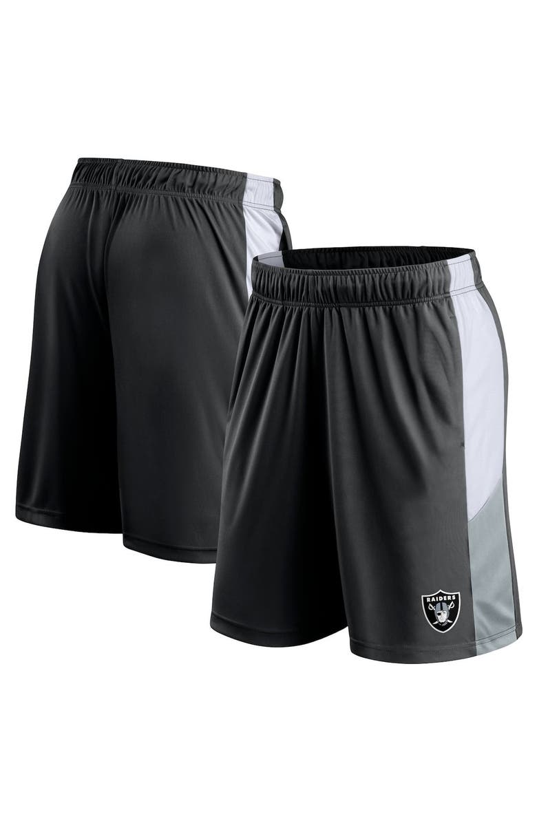 FANATICS Men's Fanatics Branded Black Las Vegas Raiders Prep Colorblock Shorts, Main, color, Black