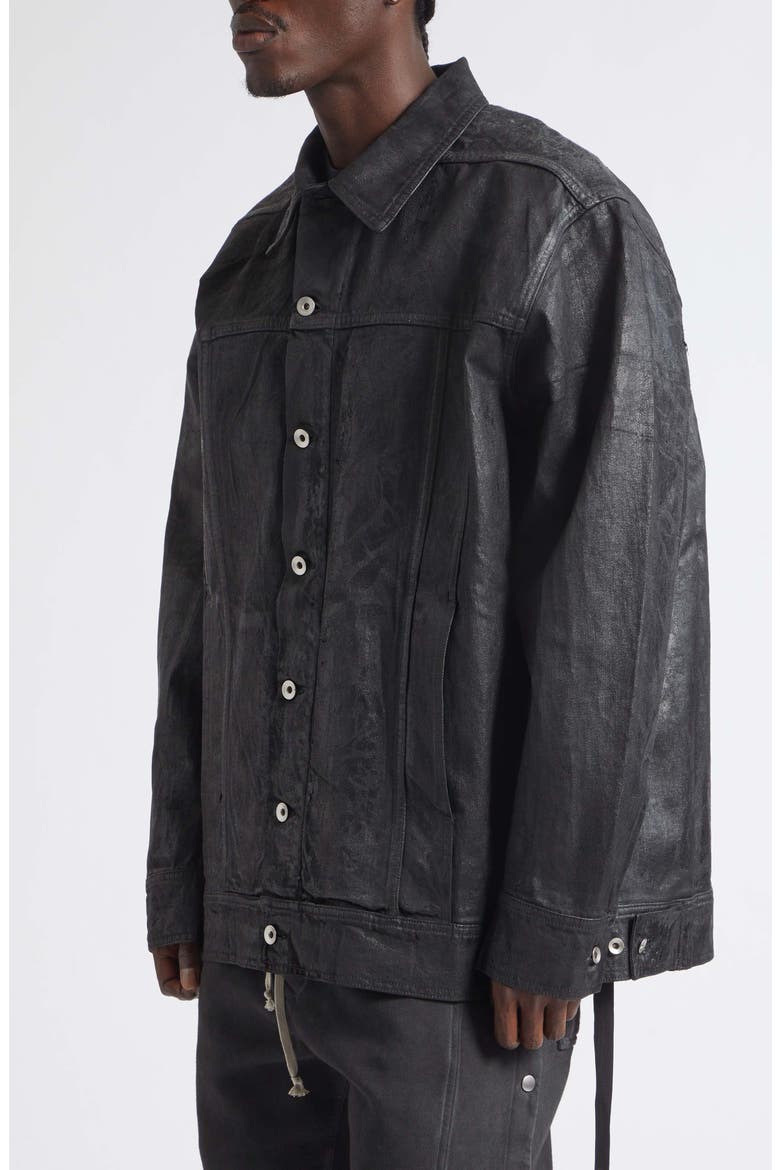 Jumbo Worker Coated Denim Jacket, Alternate, color, BLACK