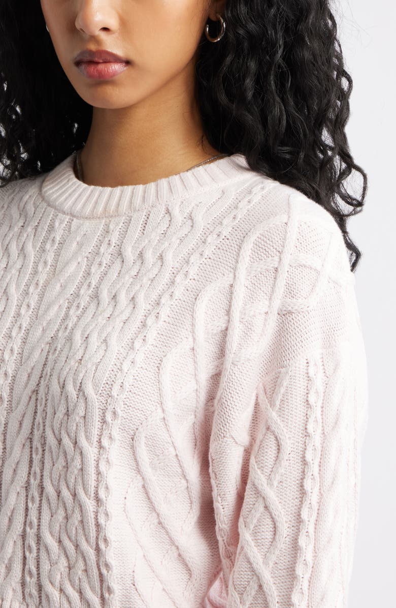 BP. Cable Pullover Sweater, Alternate, color, Pink Primrose