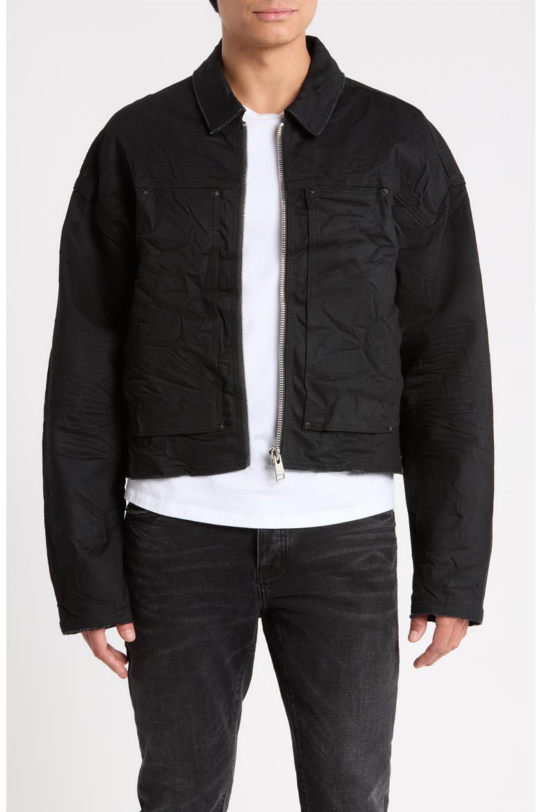 Raw Denim Zip Jacket, Main, color, BLACK
