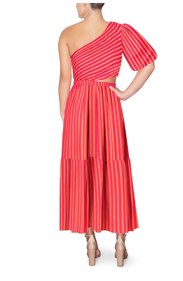 RACHEL Rachel Roy Rae One-Shoulder Maxi Cotton Dress, Alternate, color, Canteloupe Stripe