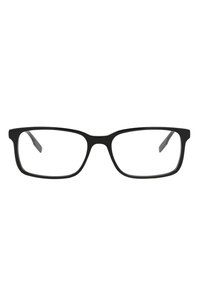 Montblanc 54mm Rectangular Optical Glasses, Main, color, Black Transparent