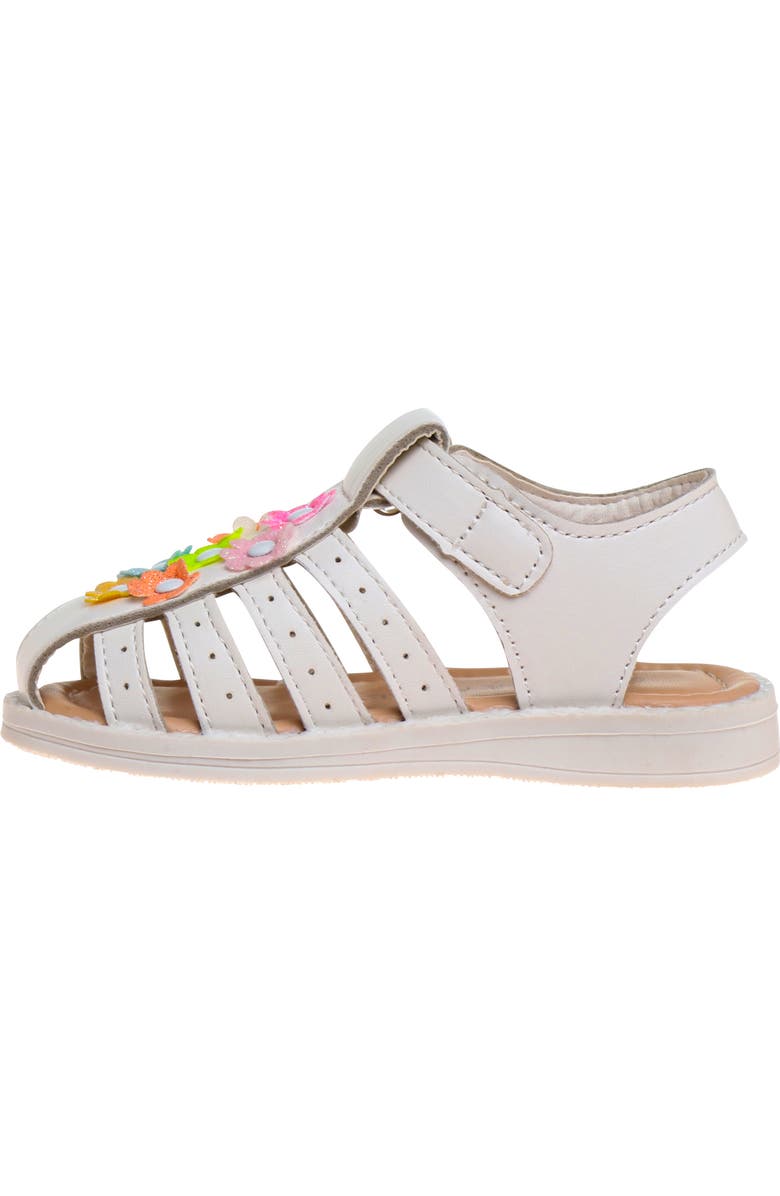 Laura Ashley Flower Detail Closed Toe Toddler Sandals, Alternate, color, White