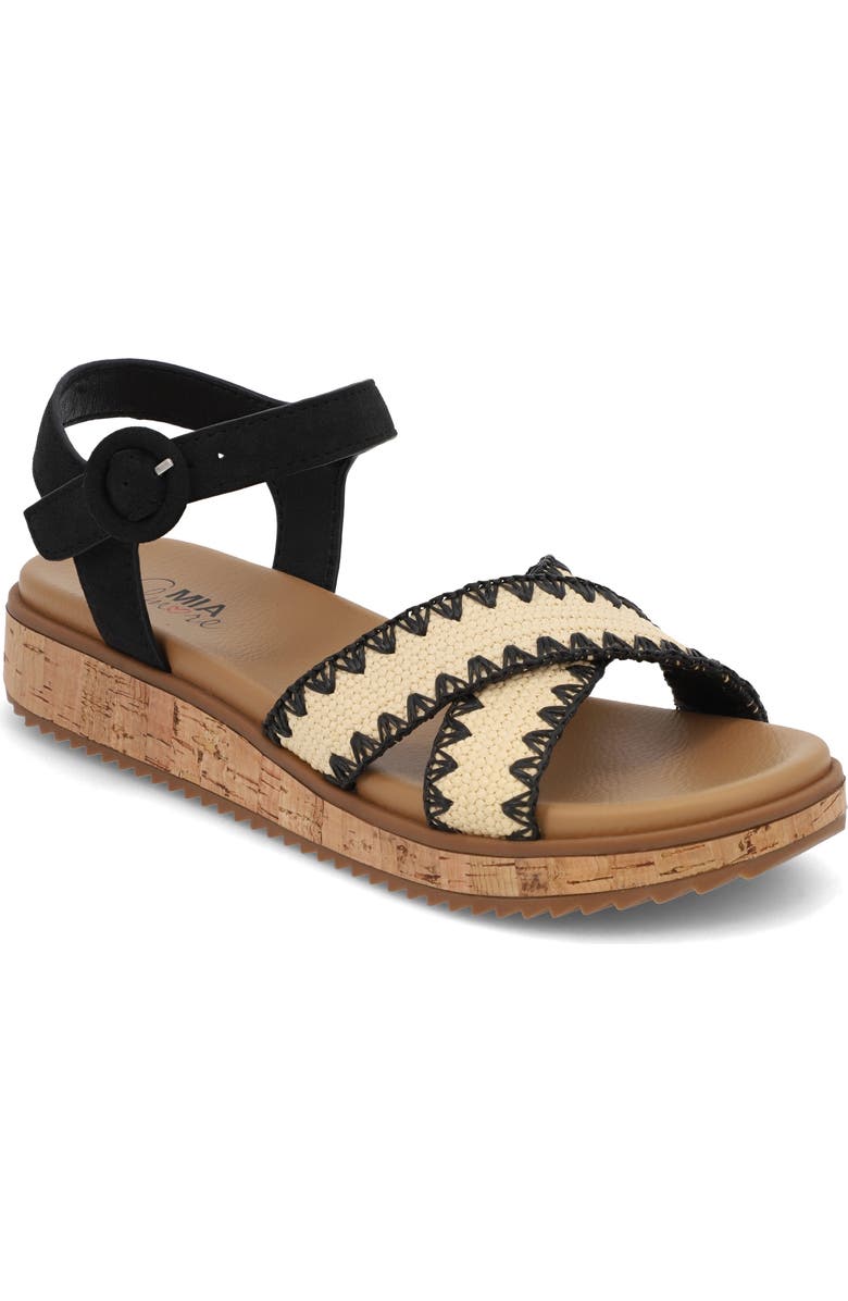 MIA AMORE <p>Rinaa Platform Sandal (Women)</p>, Main, color, Natural W/ Black