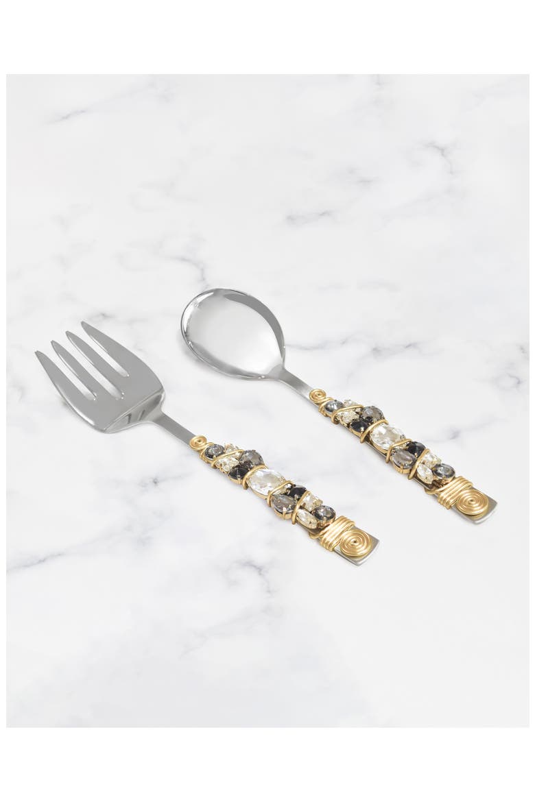 Embellished Radiance Constellation 2-Piece Salad Serving Set, Alternate, color, BLACK