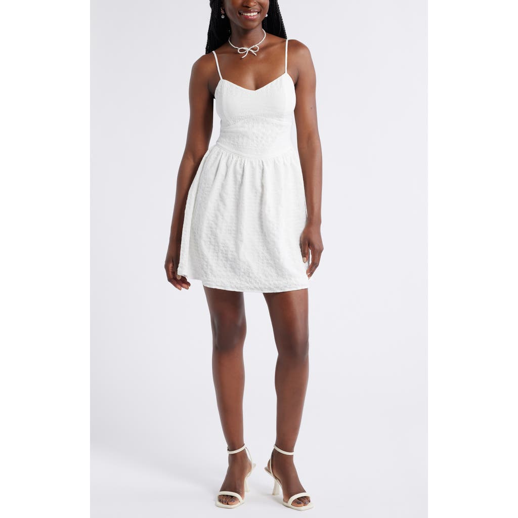 Bp. Crinkle Sleeveless Minidress In White Blanc