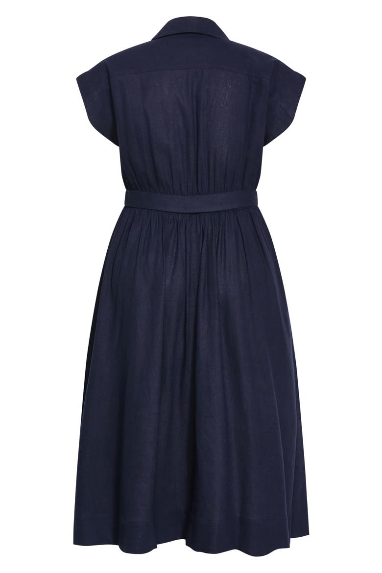 Liliyana Cap Sleeve Belted Dress, Alternate, color, NAVY