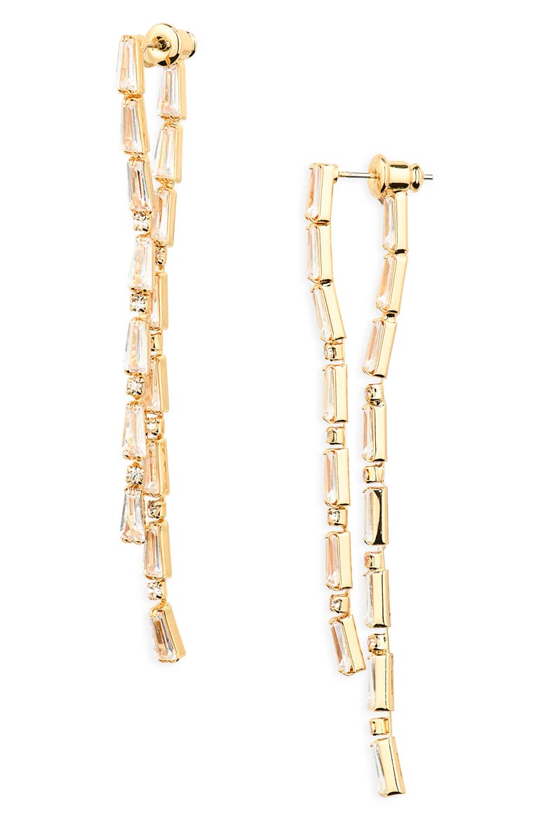 Crystal Front/Back Drop Earrings, Main, color, GOLD/ CRYSTAL