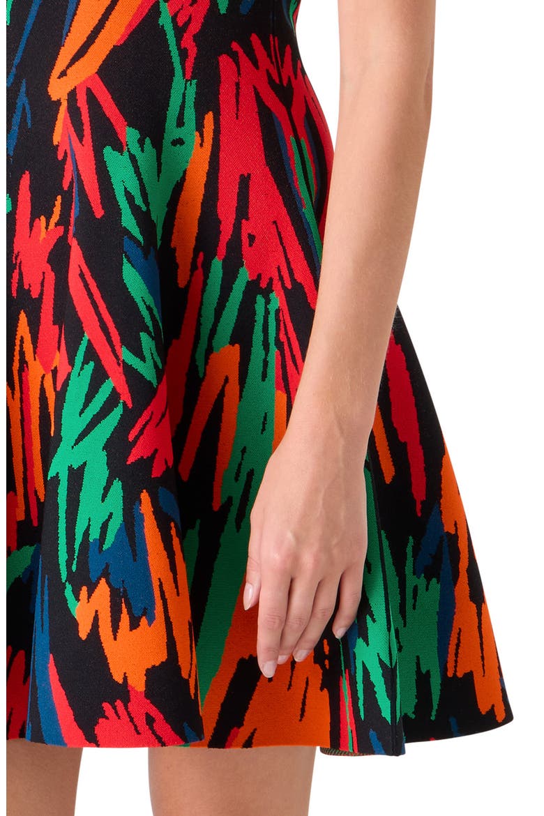 Oversize Scribble Jacquard Knit Fit & Flare Dress, Alternate, color, BLACK-MULTI