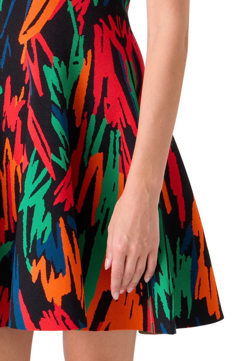 Akris punto Oversize Scribble Jacquard Knit Fit & Flare Dress, Alternate, color, Black-Multi