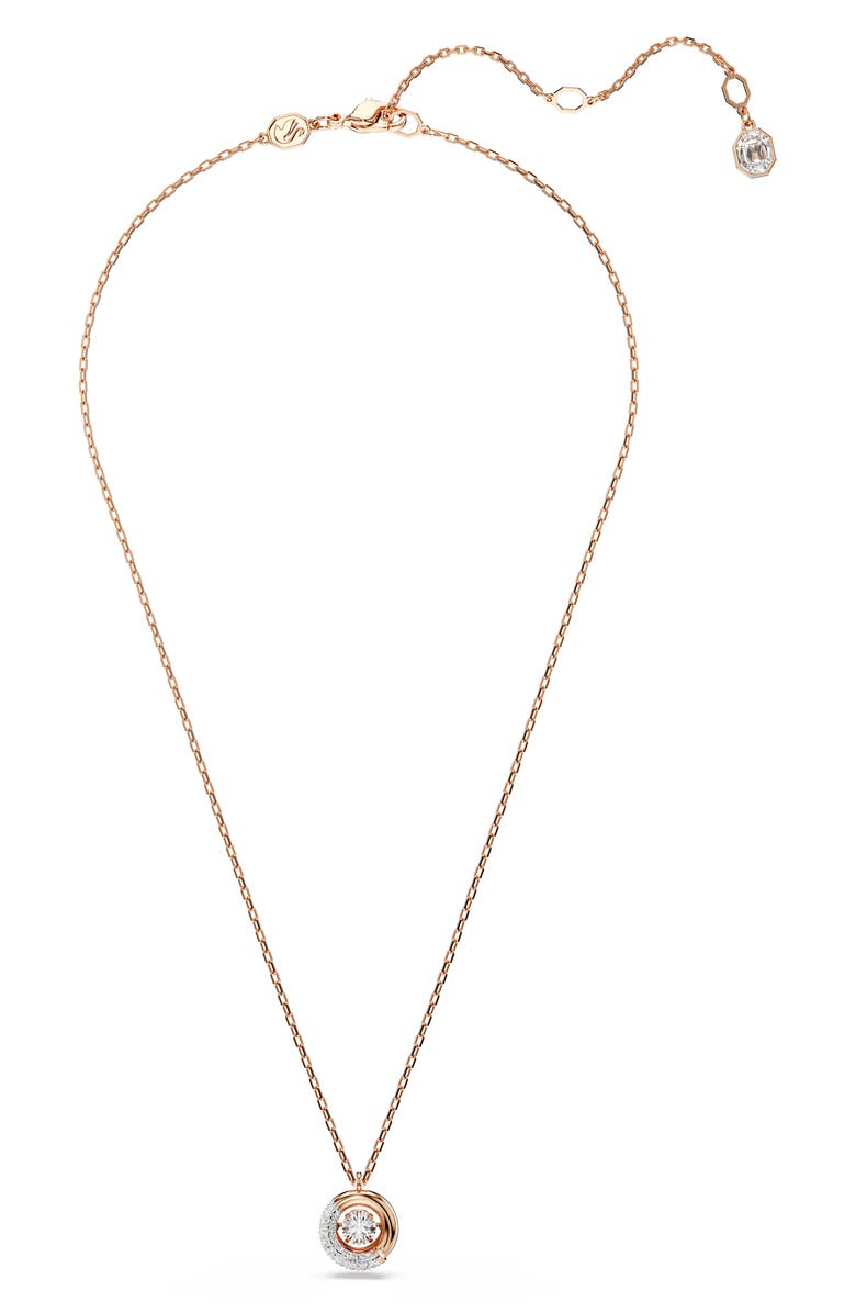Swarovski Dextera Dancing Crystal Pendant Necklace, Alternate, color, Rose Gold