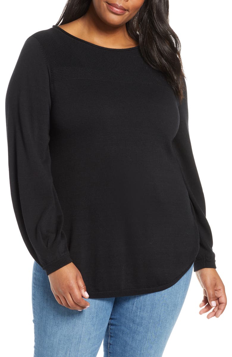 Caslon<sup>®</sup> Bishop Sleeve Cotton Blend Sweater, Main, color, 