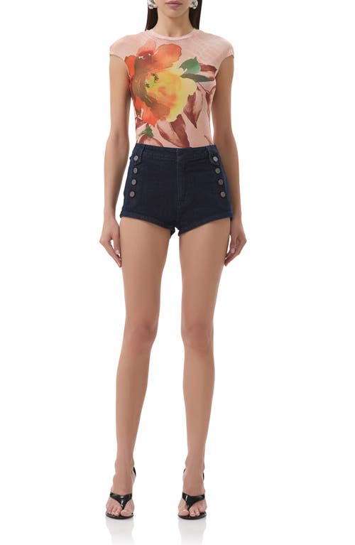 Afrm Nina Print Cap Sleeve Mesh Top