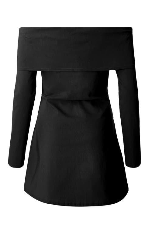 Quiz Long Sleeve Bengaline Mini Dress In Black