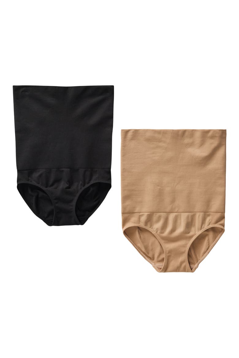 Maternity Postpartum Belly Support Underwear Bundle, Main, color, BLACK/ BEIGE