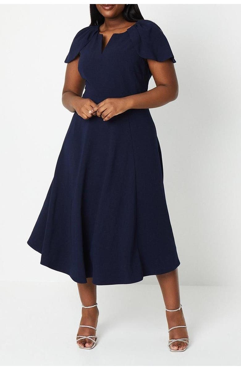 Coast Plus V Neck Ponte Midi Dress, Alternate, color, Navy