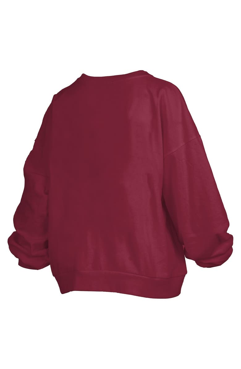 PRESSBOX Women's Pressbox Garnet Florida State Seminoles Janise Arch Over Logo Waist Length Oversized Pullover Sweatshirt, Alternate, color,