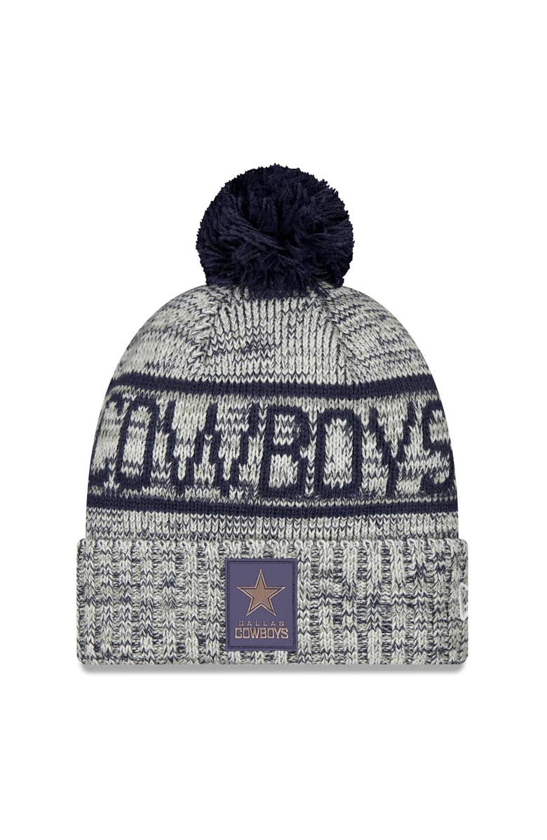 New Era Men's New Era Gray Dallas Cowboys 2025 Sideline Cold Weather Cuffed Knit Hat with Pom, Main, color, Gray