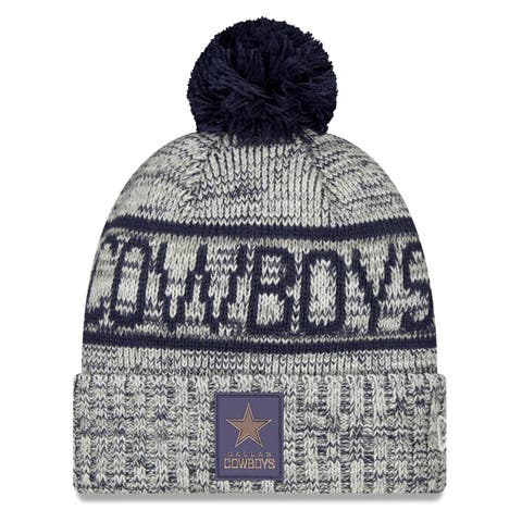Men's New Era Gray Dallas Cowboys 2025 Sideline Cold Weather Cuffed Knit Hat with Pom