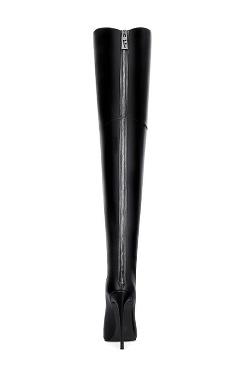 Femme La The Scorpio Pointed Toe Thigh High Boot In Black