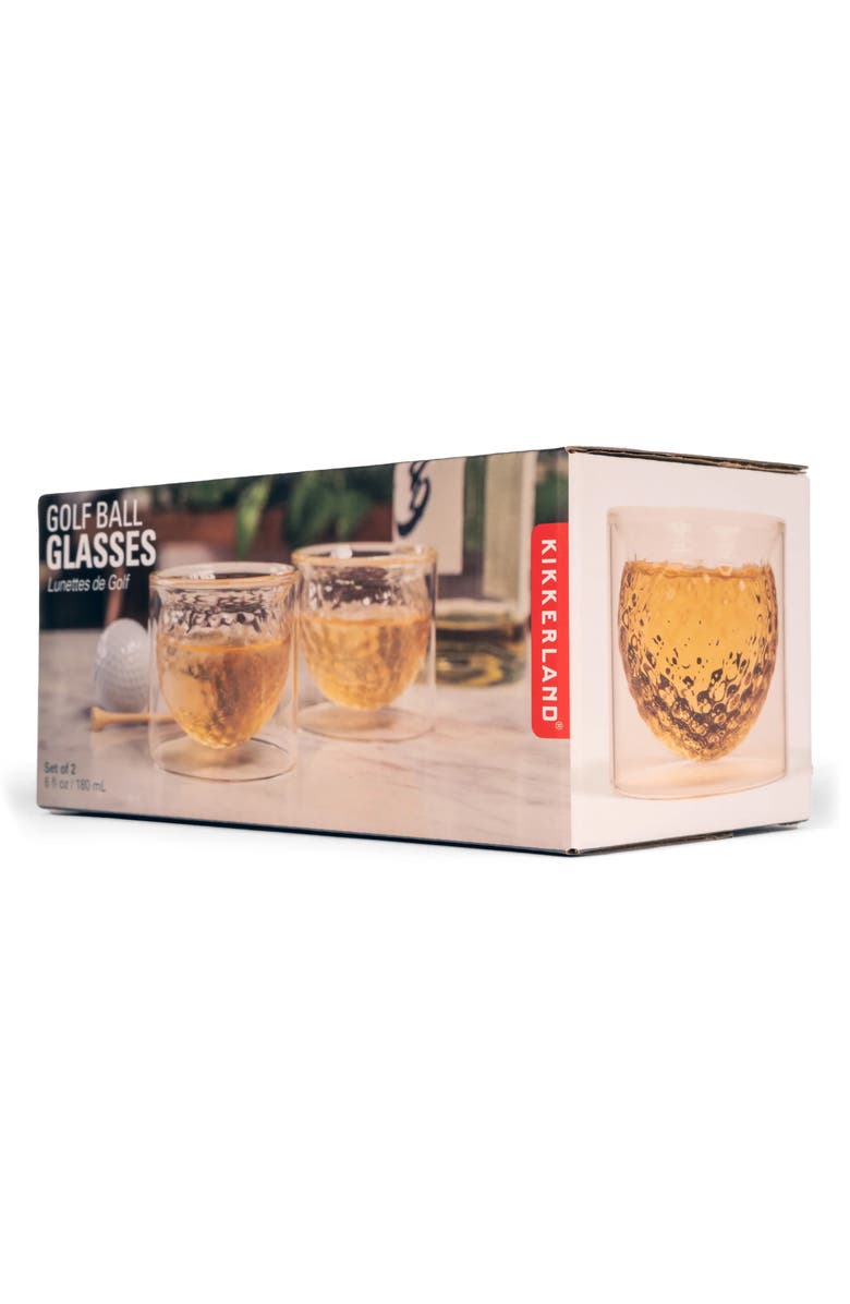 Kikkerland Design Set of 2 Golf Ball Glasses, Alternate, color, Multi