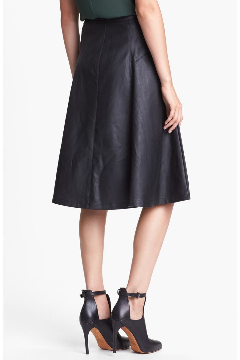 ASTR Faux Leather Midi Skirt, Alternate, color, BLACK