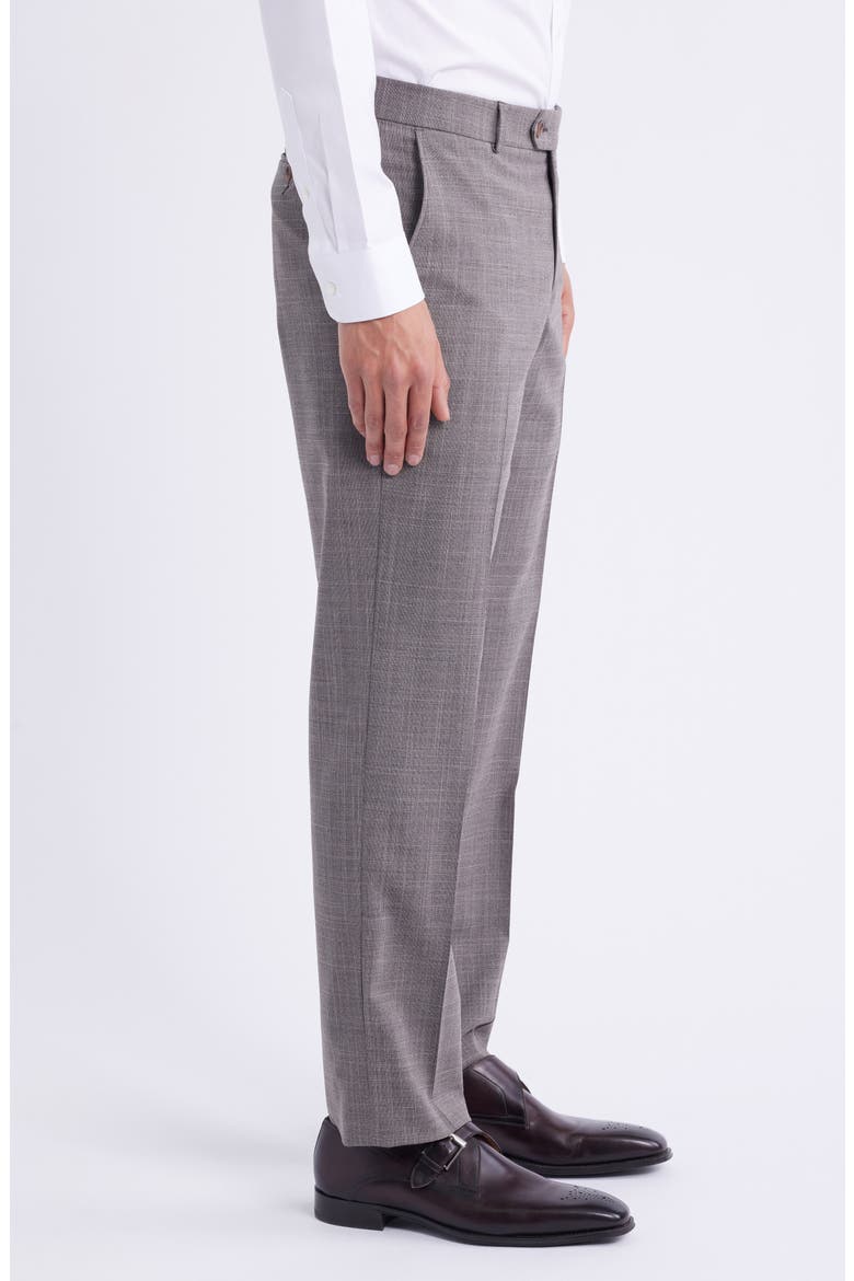 Plaid Flat Front Dress Pants, Alternate, color, TAUPE
