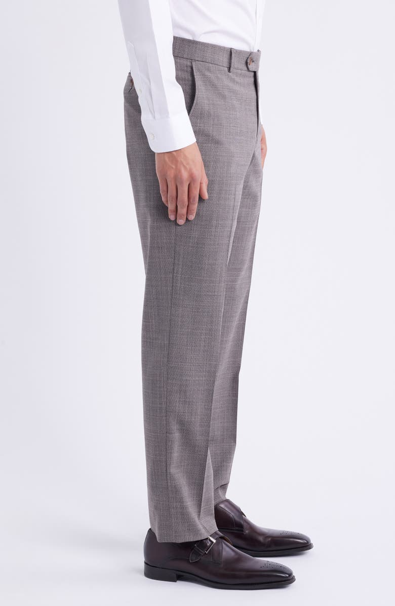 Berle Plaid Flat Front Dress Pants, Alternate, color, Taupe