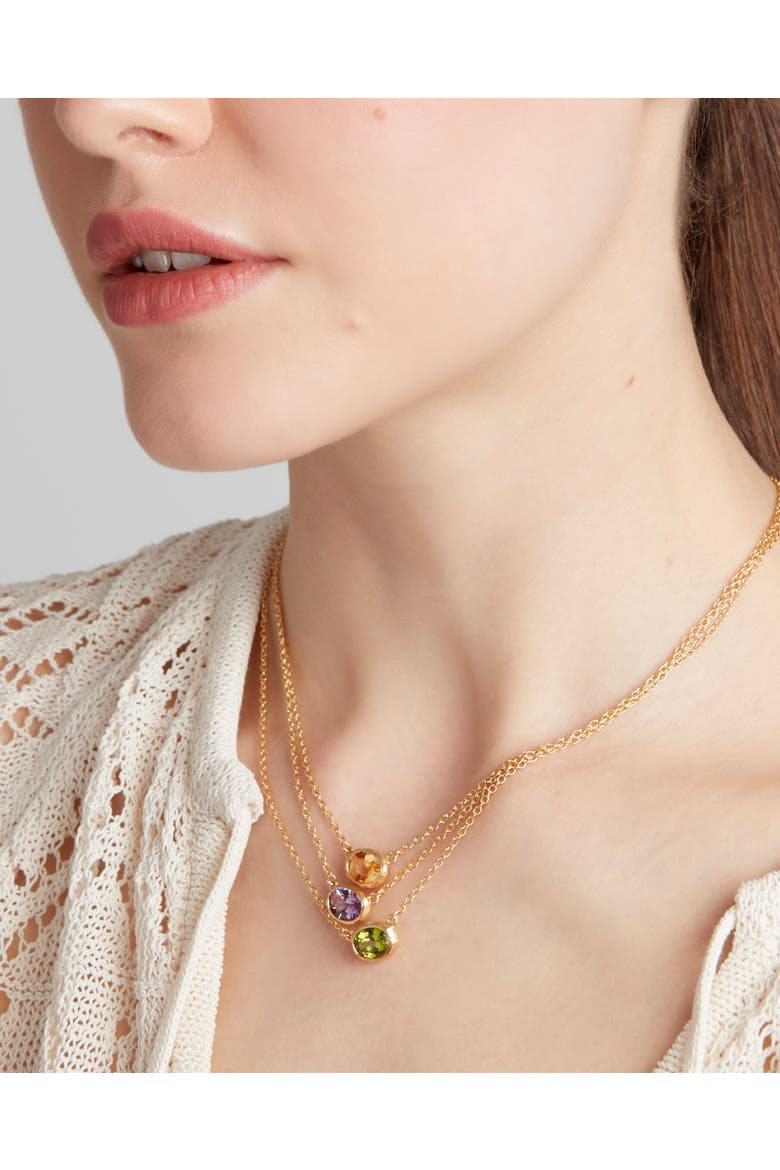 Ellipse Necklace  with Natural Gemstones. Handmade in Italy, Alternate, color, Green Peridot