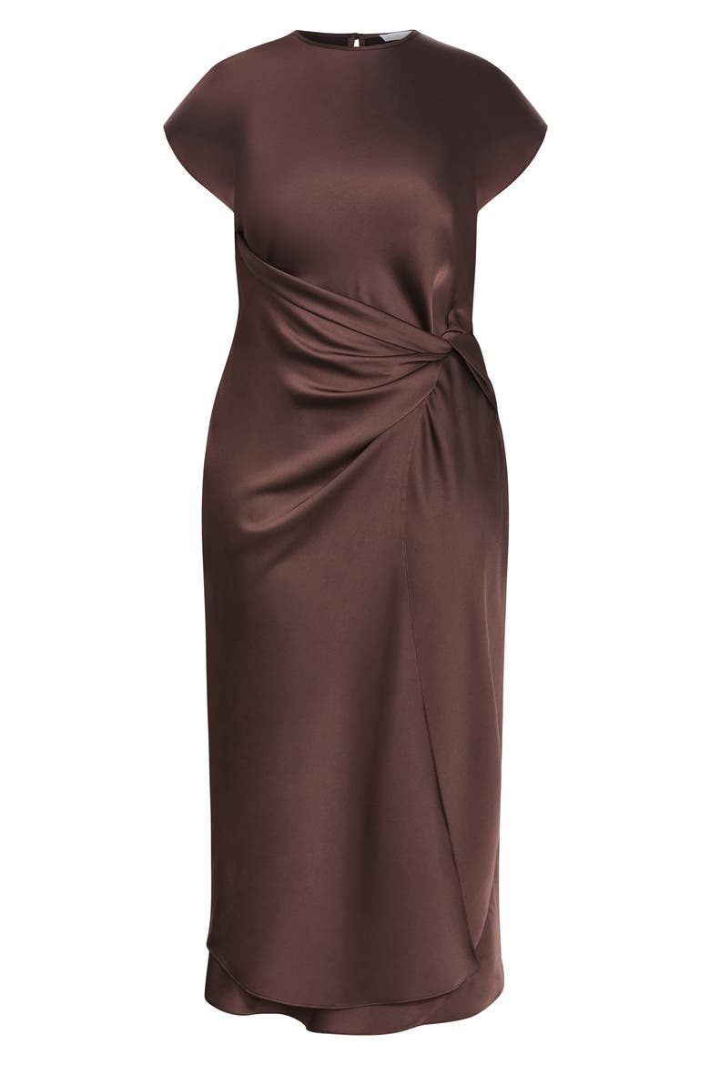 Beatrix Twist Satin Maxi Dress, Alternate, color, TRUFFLE