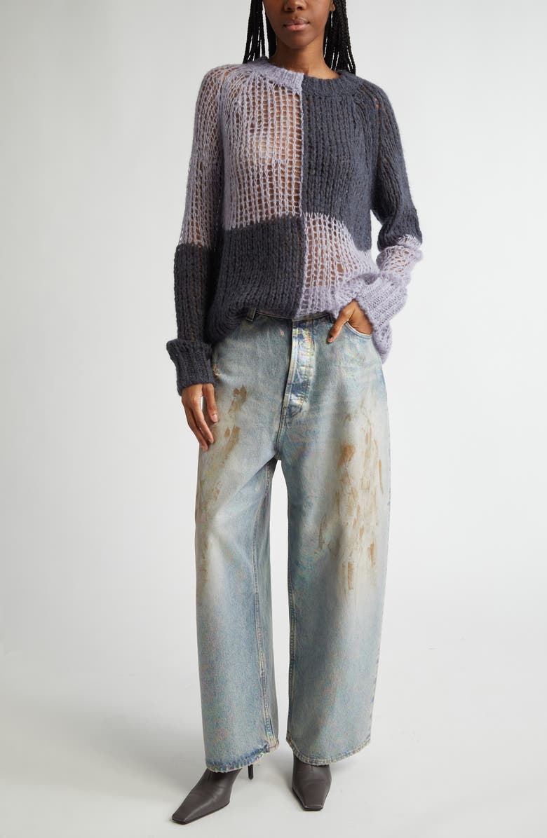Acne Studios 2023 Dirty Halo Baggy Wide Leg Coated Jeans, Alternate, color, 