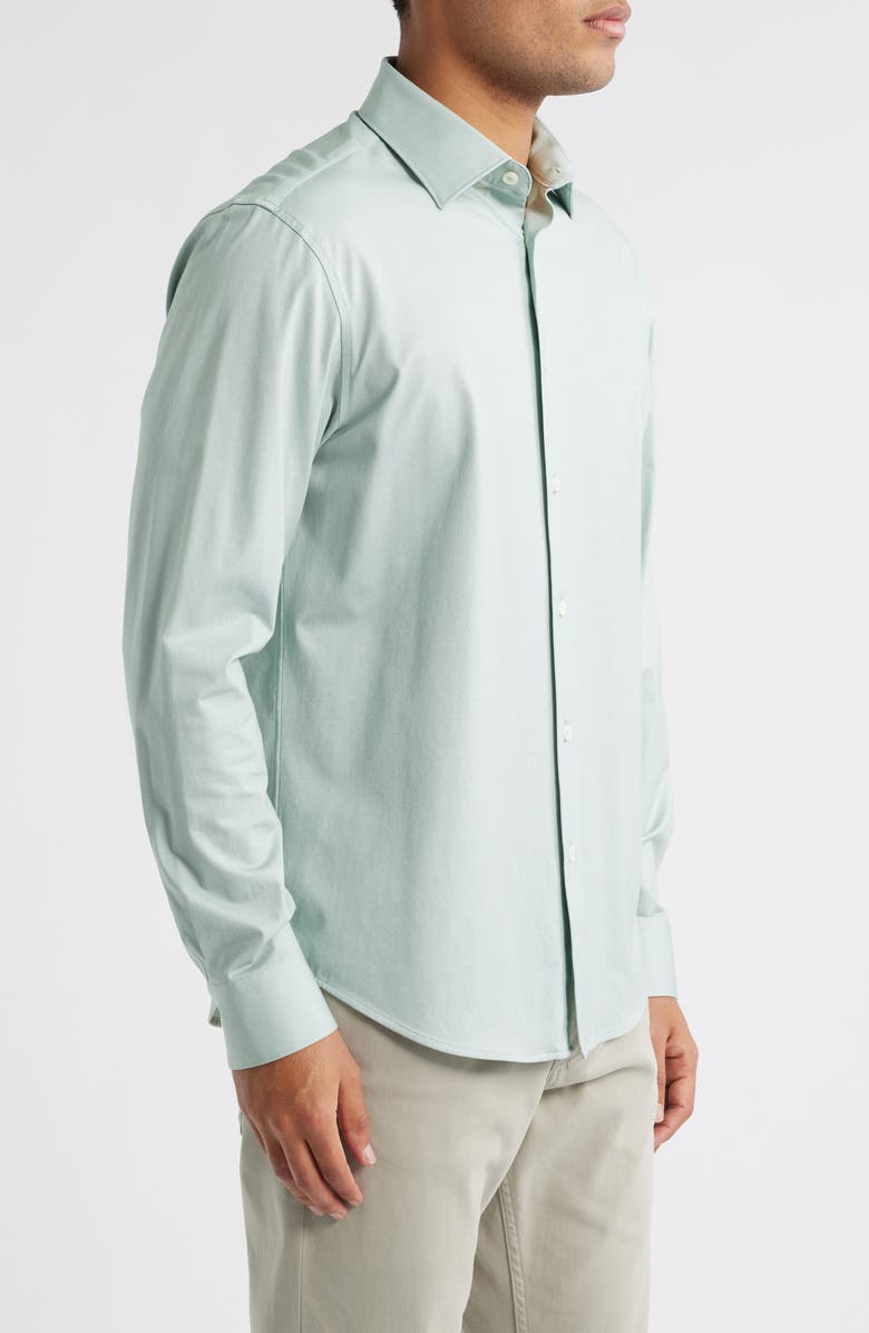 Bugatchi Jimmy OoohCotton<sup>®</sup> Herringbone Button-Up Shirt, Alternate, color, Mint