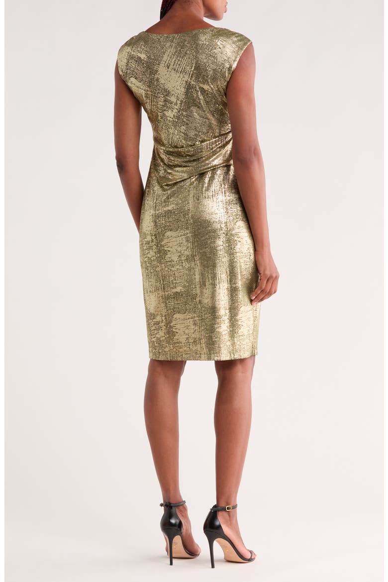 Drape Neck Side Pleat Sheath Dress, Alternate, color, OLIVE