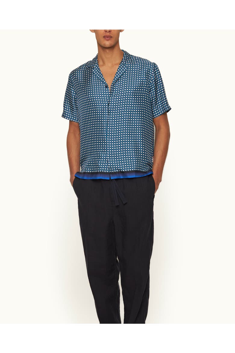 Maitan Silk Relaxed-Fit Shirt, Main, color, Catalina Blue