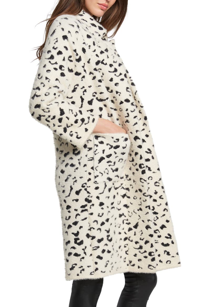 Leopard Print Faux Fur Coat, Alternate, color, B/W LEOPARD