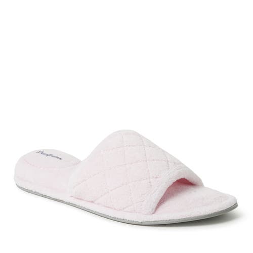 DEARFOAMS DEARFOAMS BEATRICE QUILTED MICROFIBER TERRY SHOWER SLIDE SLIPPER