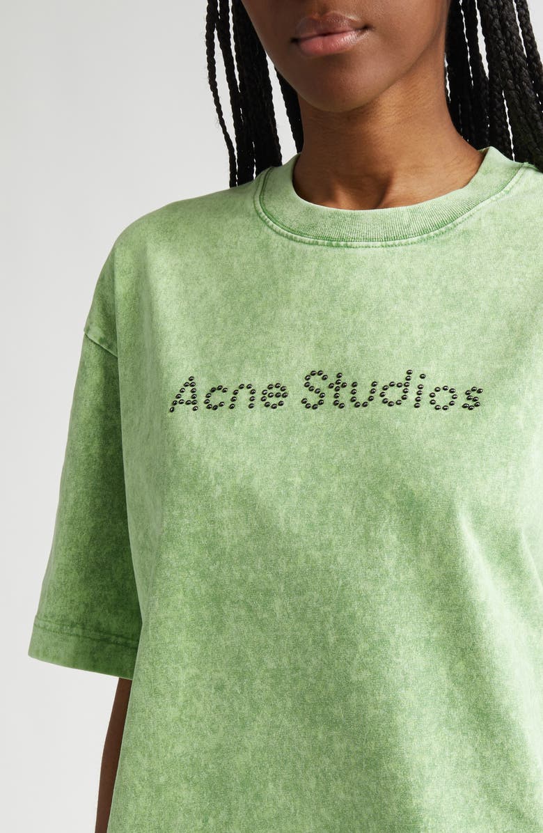 Acne Studios Exford Relaxed Fit Diamanté Logo T-Shirt, Alternate, color, 