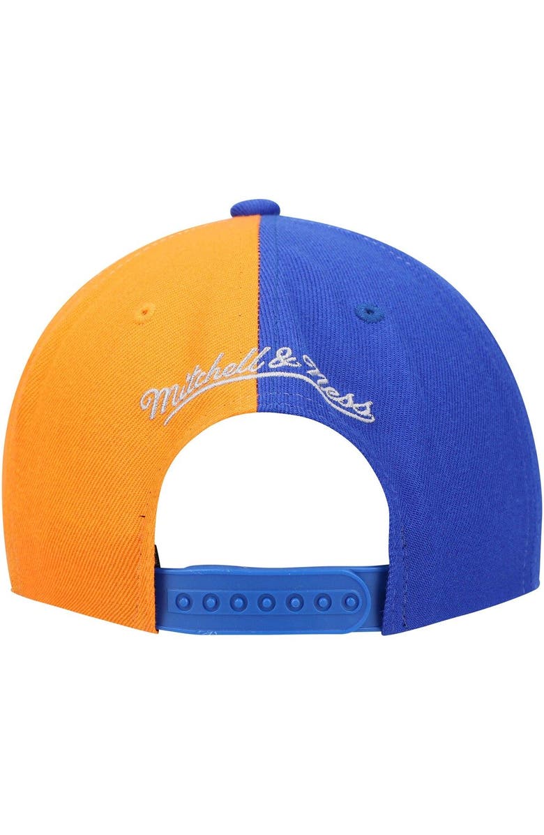 Mitchell & Ness Men's Mitchell & Ness Royal/Orange New York Knicks Half and Half Snapback Hat, Alternate, color, 