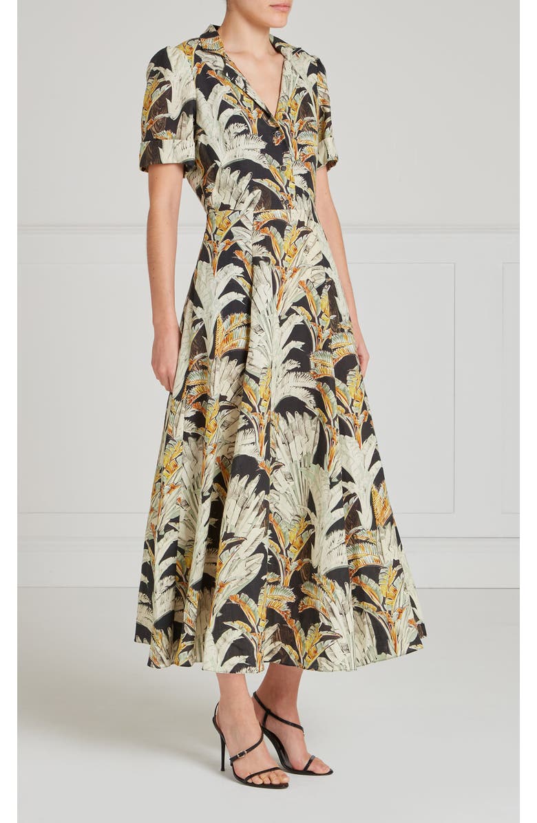 Temperley London Baxter Linen Sleeved Dress, Alternate, color, Black & Khaki