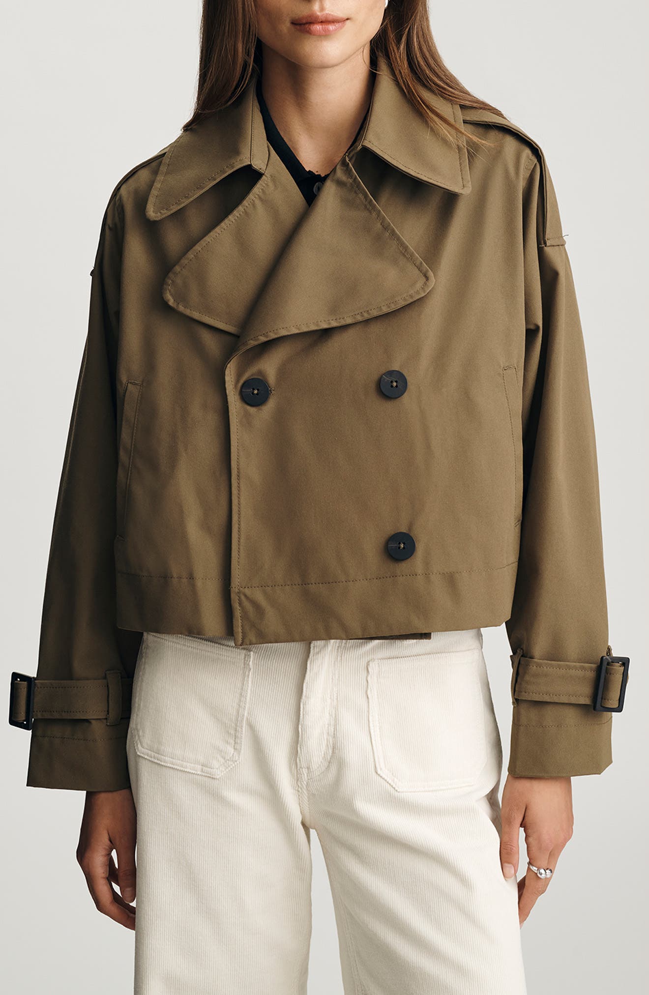 Military Double Breasted Crop Jacket