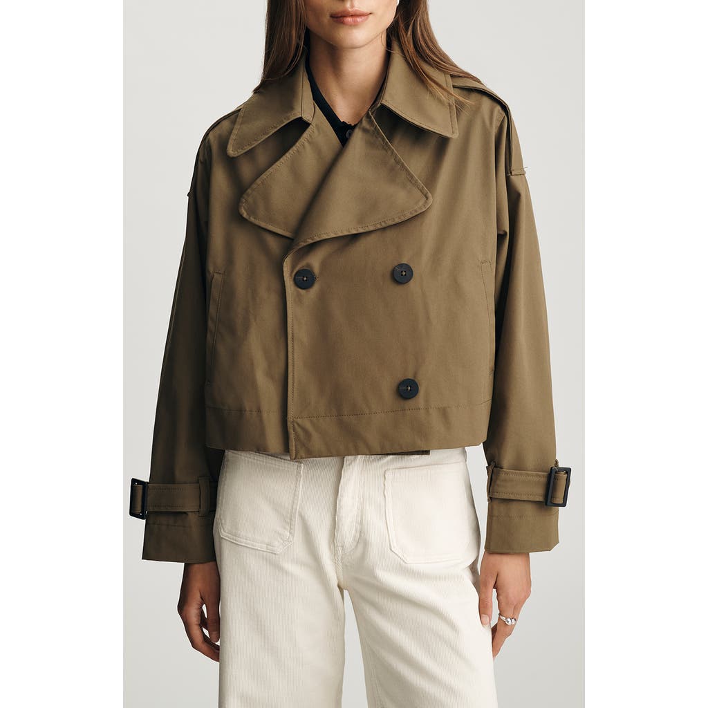 Mavi Jeans Military Double Breasted Crop Jacket In Brown