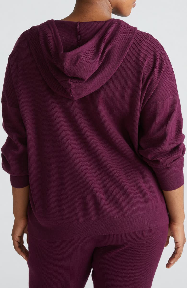 Universal Standard Rib Knit Zip-Up Hoodie, Alternate, color, Acai
