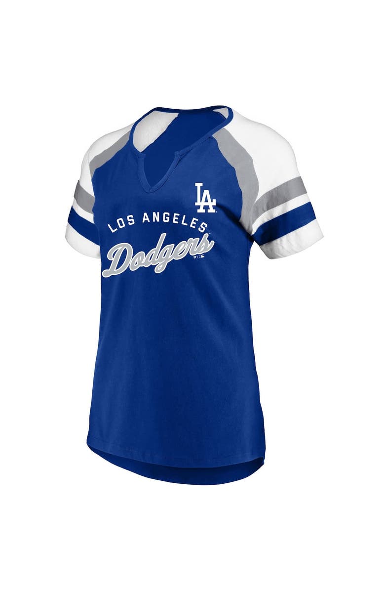 PROFILE Women's Profile  Royal Los Angeles Dodgers Arched Notch Neck T-Shirt, Alternate, color, 