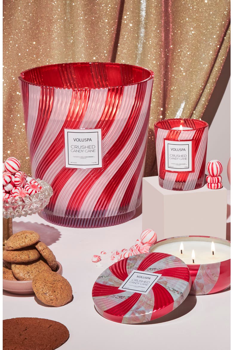 Crushed Candy Cane Boxed Classic Candle, Alternate, color, RED & WHITE