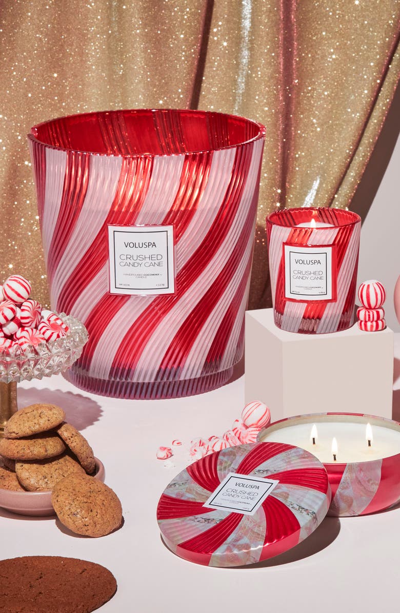 Voluspa Crushed Candy Cane Boxed Classic Candle, Alternate, color, Red