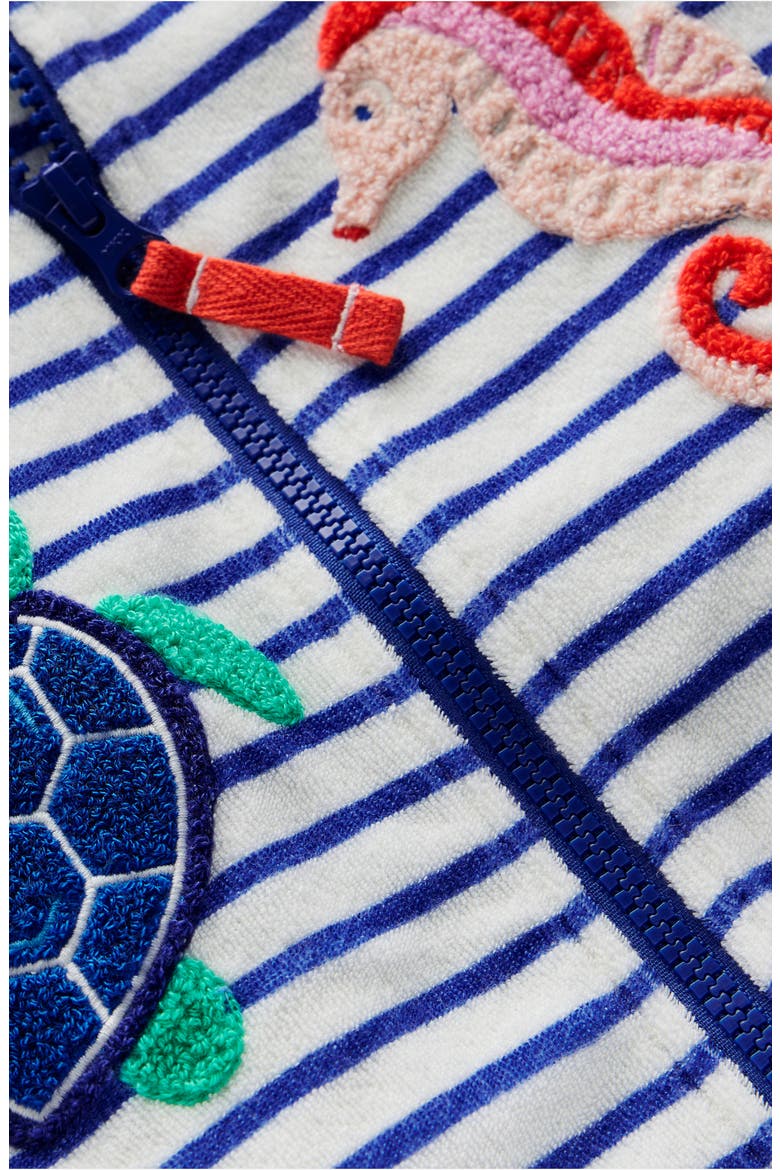 Kids' Stripe Sea Creature Embroidered Terry Cloth Zip-Up Hoodie, Alternate, color, IVORY/ BRIGHT BLUE SEA STRIPE