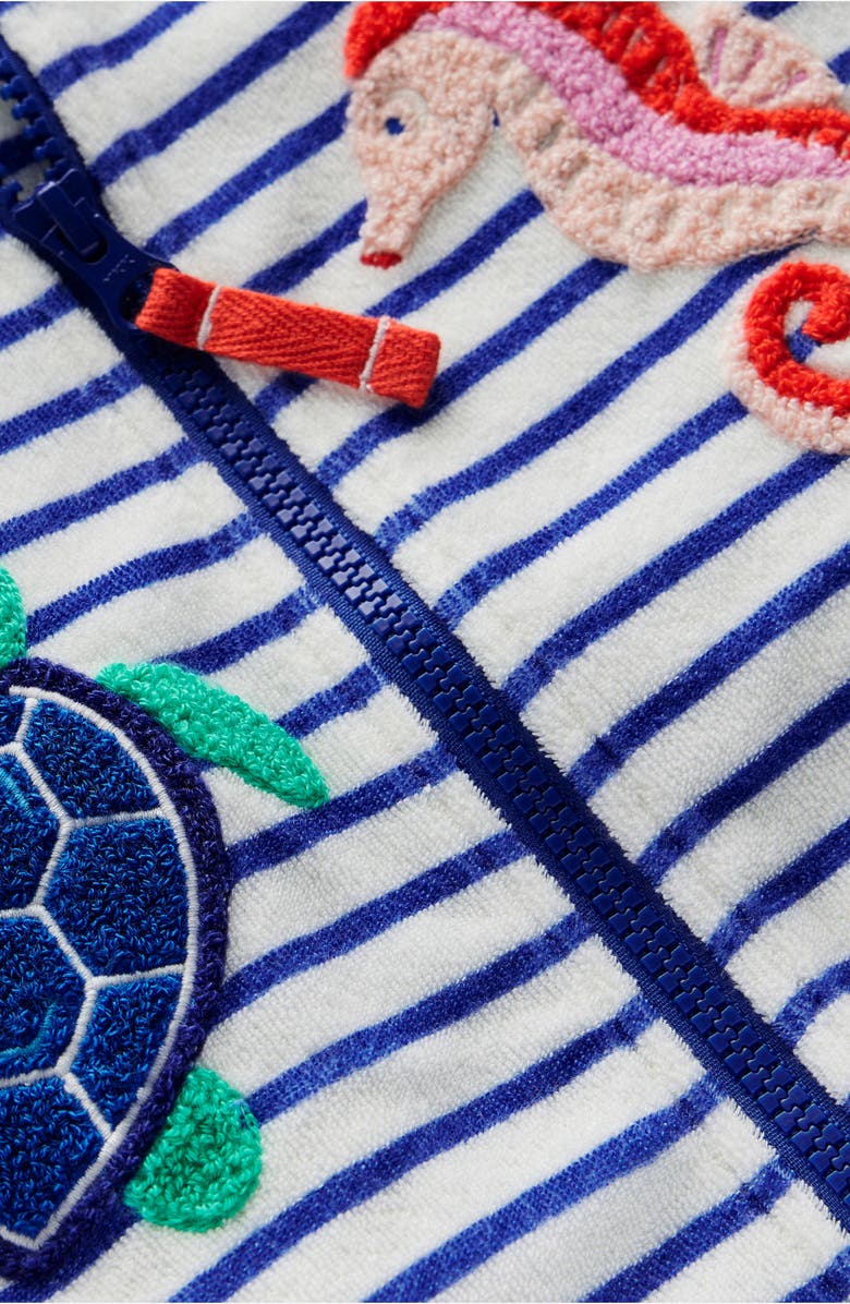 Mini Boden Kids' Stripe Sea Creature Embroidered Terry Cloth Zip-Up Hoodie, Alternate, color,