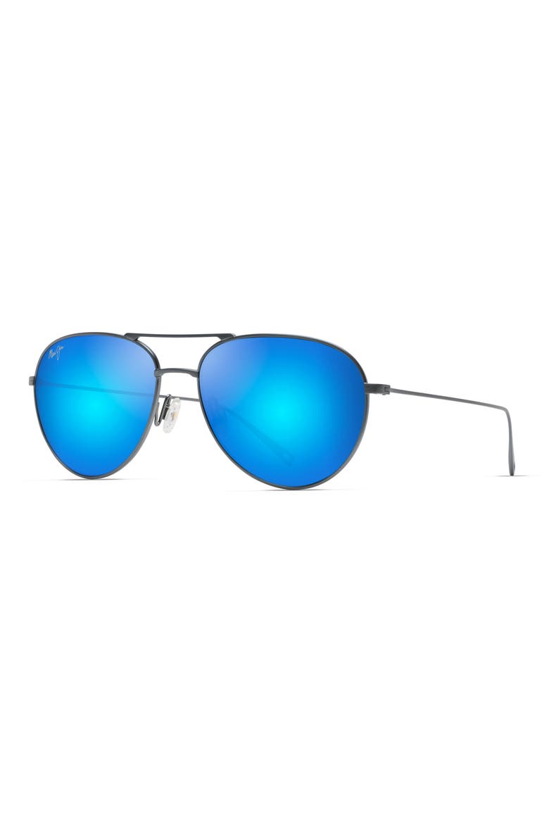 Walaka 57mm PolarizedPlus2® Aviator Sunglasses, Alternate, color, DOVE GREY