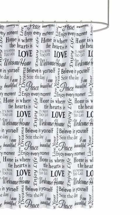 Love Phrases Textured Shower Curtain